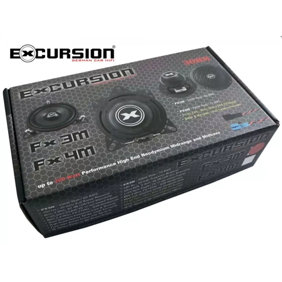 Excursion PX-3M   2 średniotonowe głośniki samochodowe (midrange) o średnicy 80/92mm - 3ohm, 60/150W, 87dB, 150-20000Hz, neodym, maskownice, głębokość
